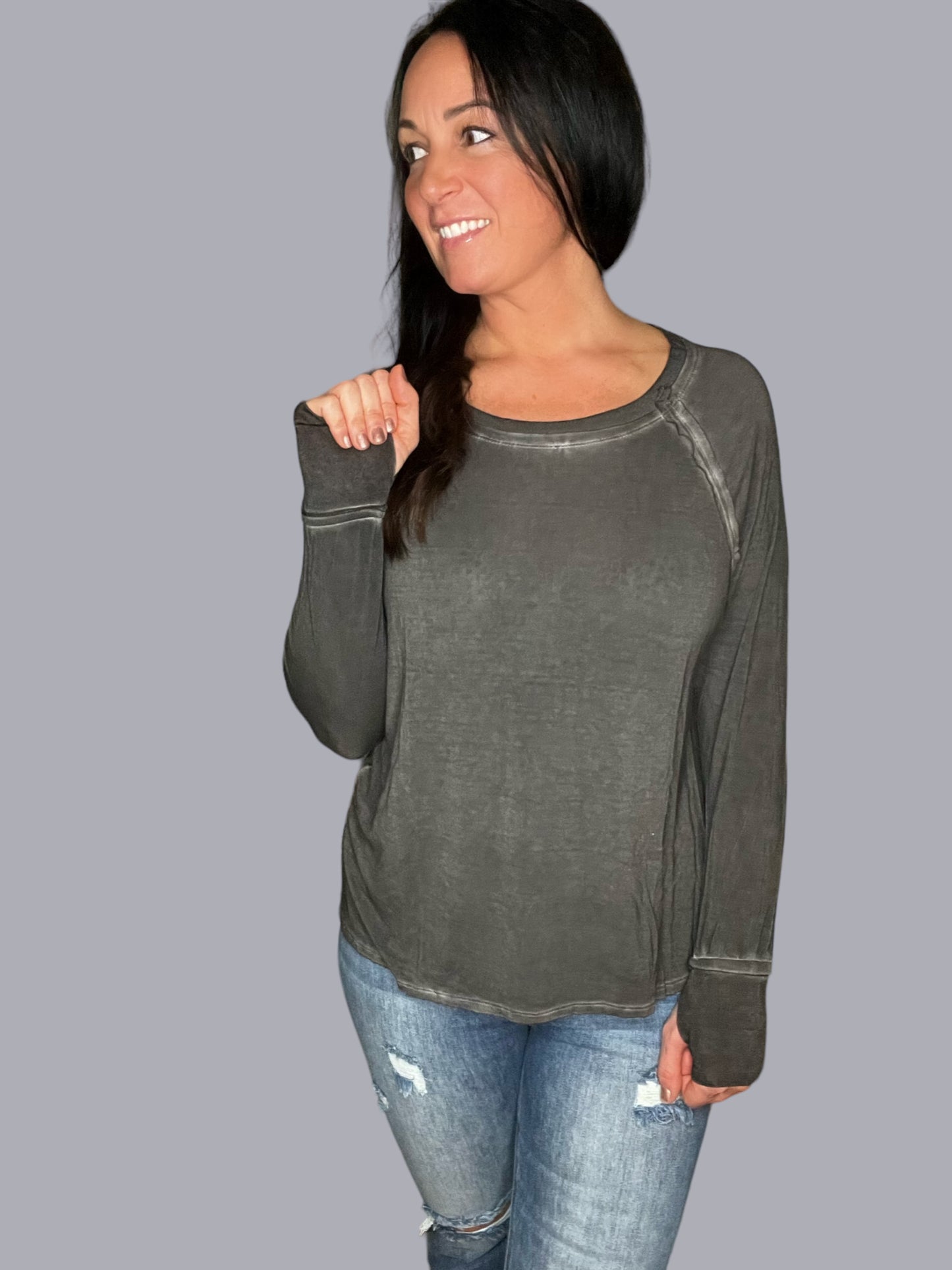 Mineral Wash Long Sleeve Top