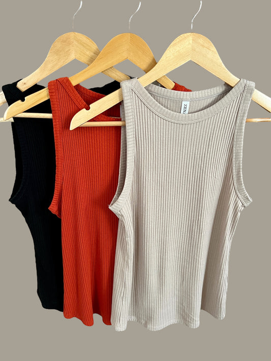 Ribbed Boat Neck Tank