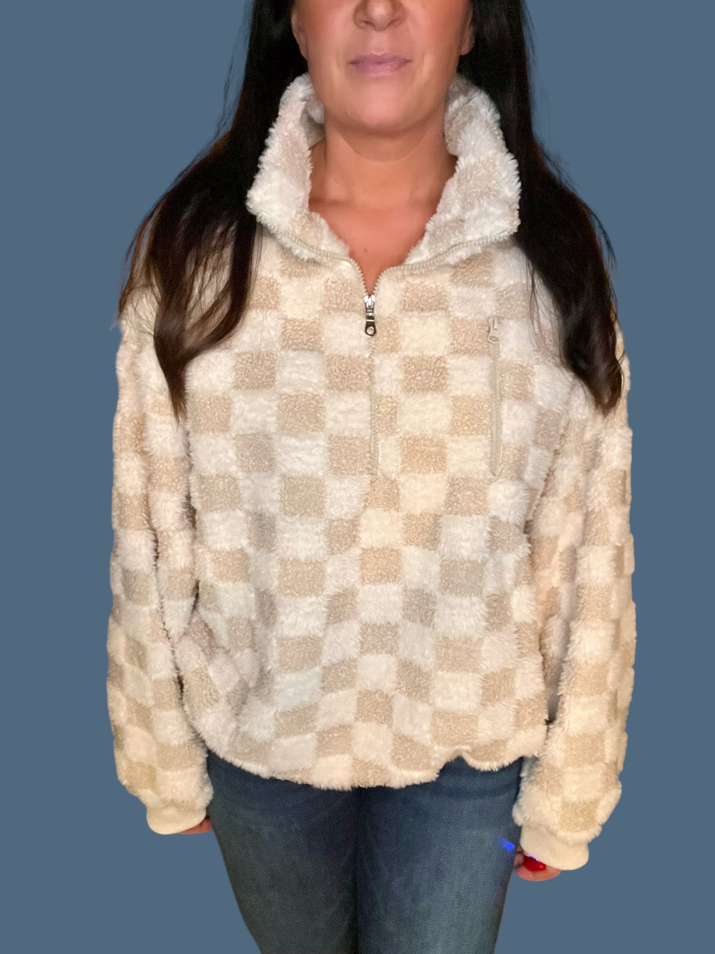 Checker Sherpa Half Zip Pullover