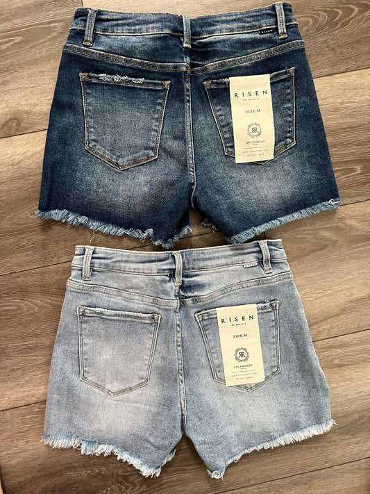 Risen High-Rise Distressed Cutoff Jean Shorts