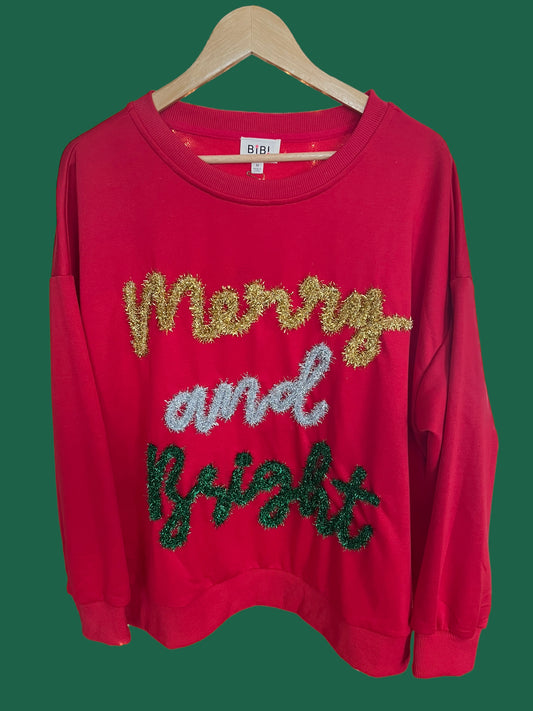 Merry & Bright Tinsel Pullover Top