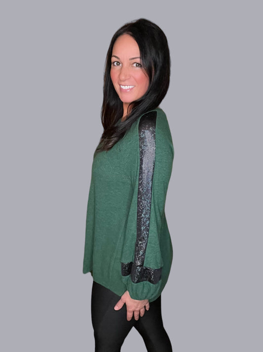 Foil Detail Long Sleeve Top