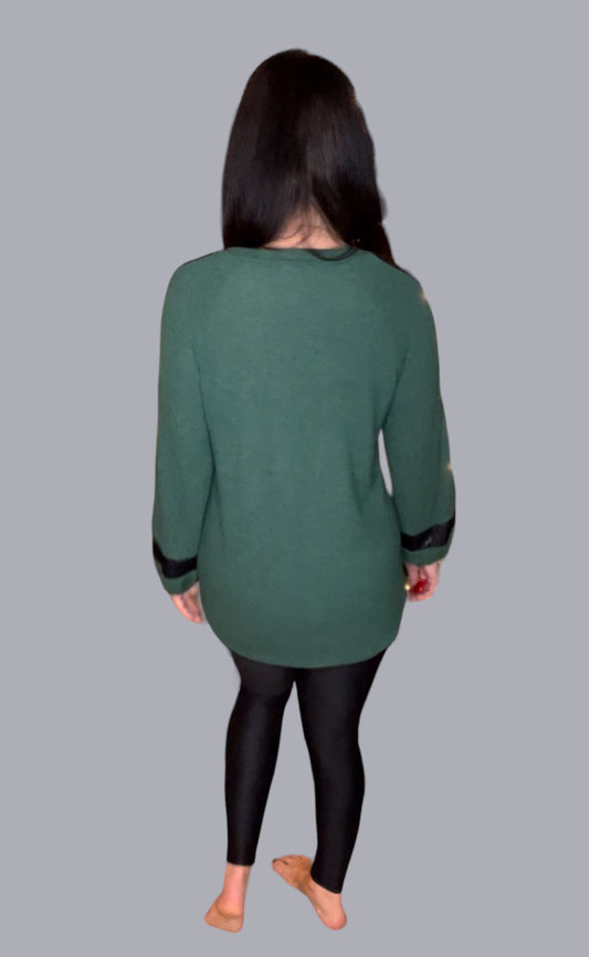 Foil Detail Long Sleeve Top