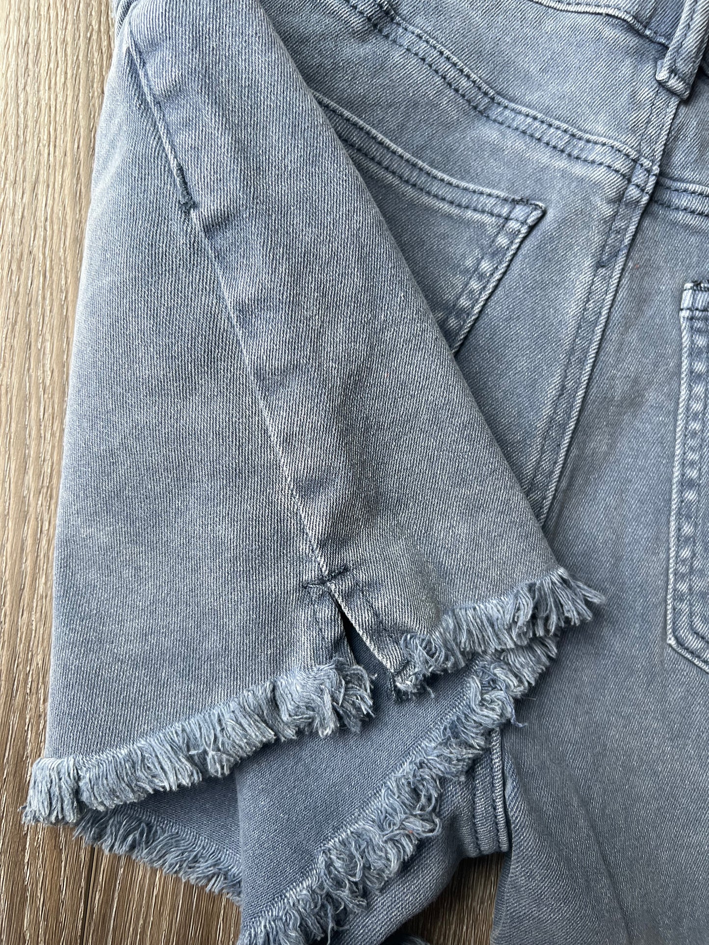 Mid-Rise Garment Dyed Frayed Jean Shorts