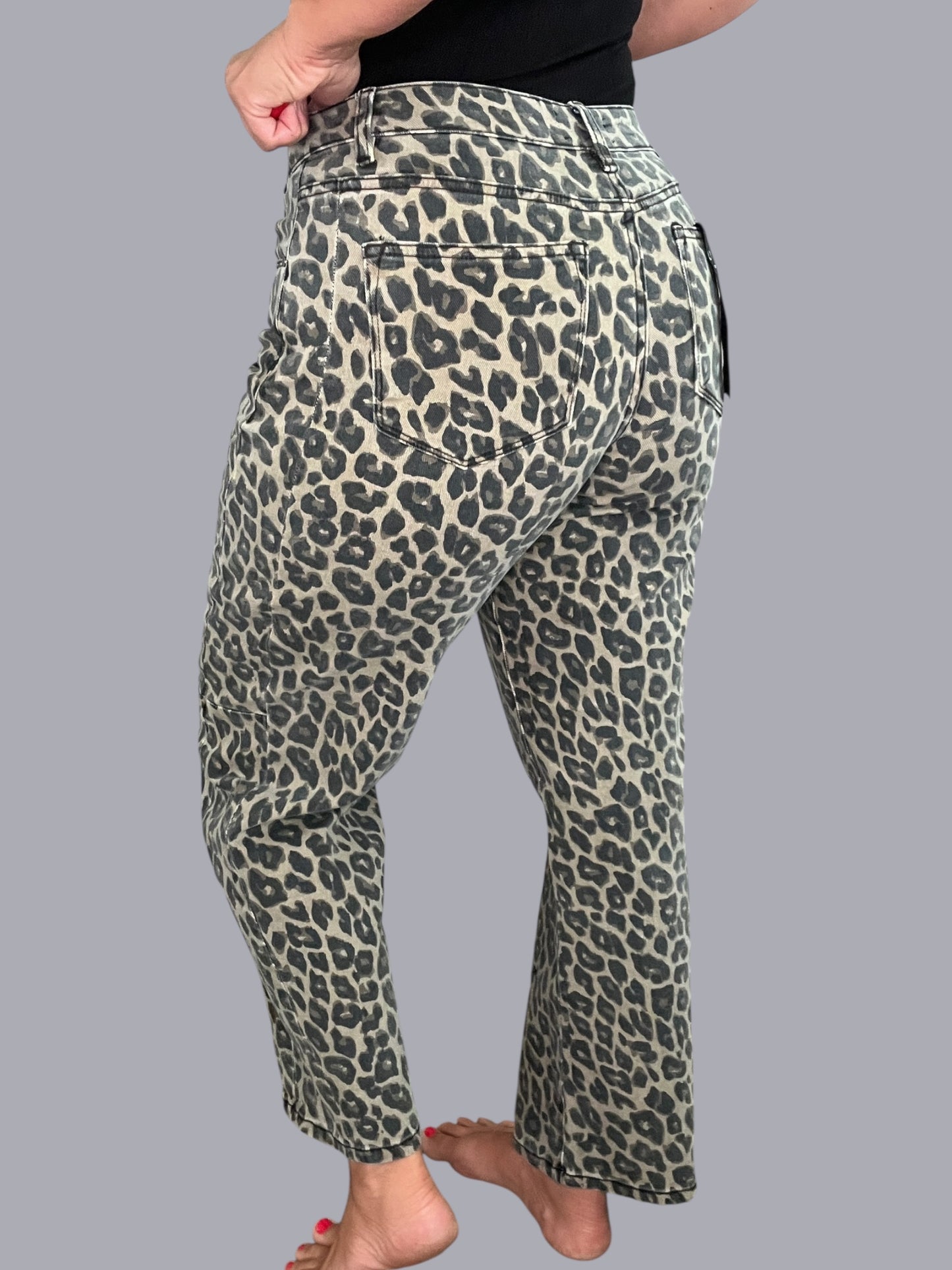Risen Leopard Barrel Jeans