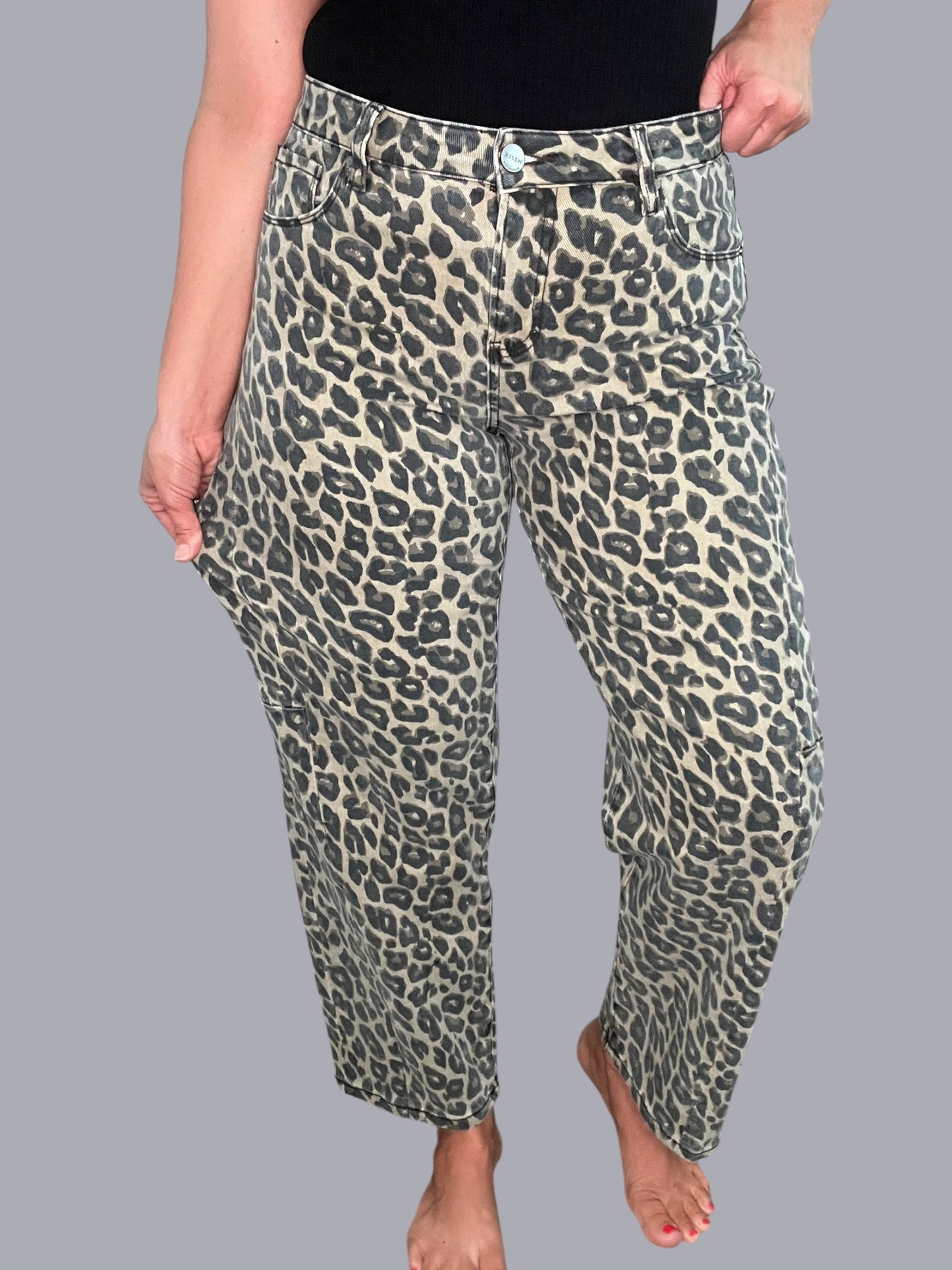 Risen Leopard Barrel Jeans