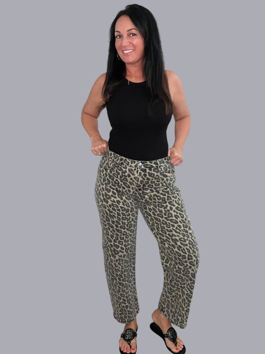 Risen Leopard Barrel Jeans
