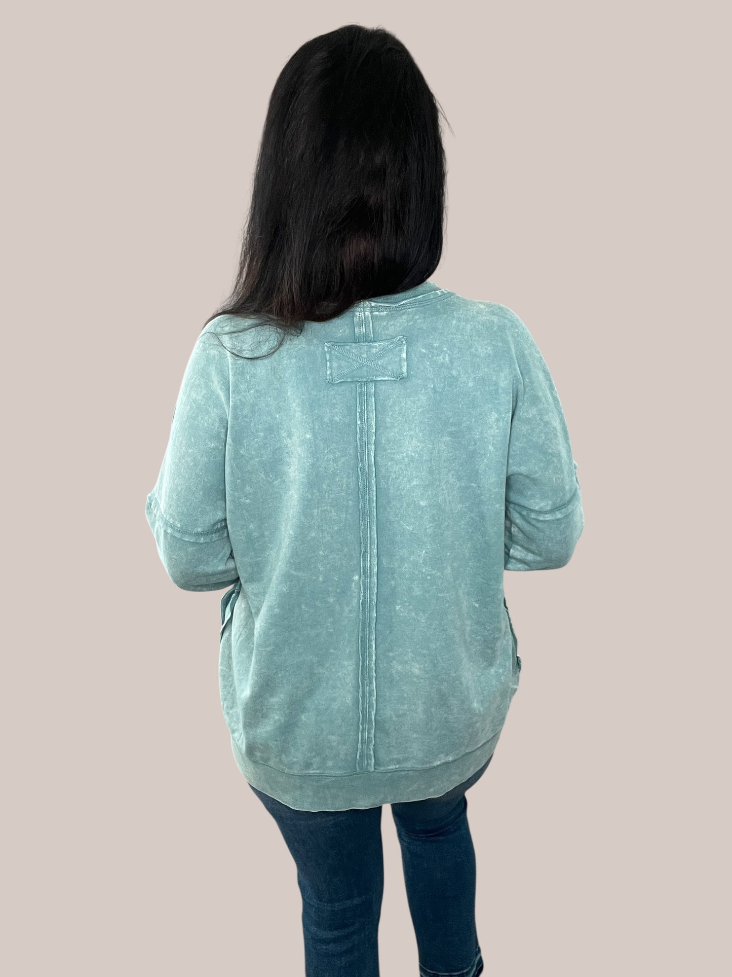 Oversized French Terry Acid Wash Pullover