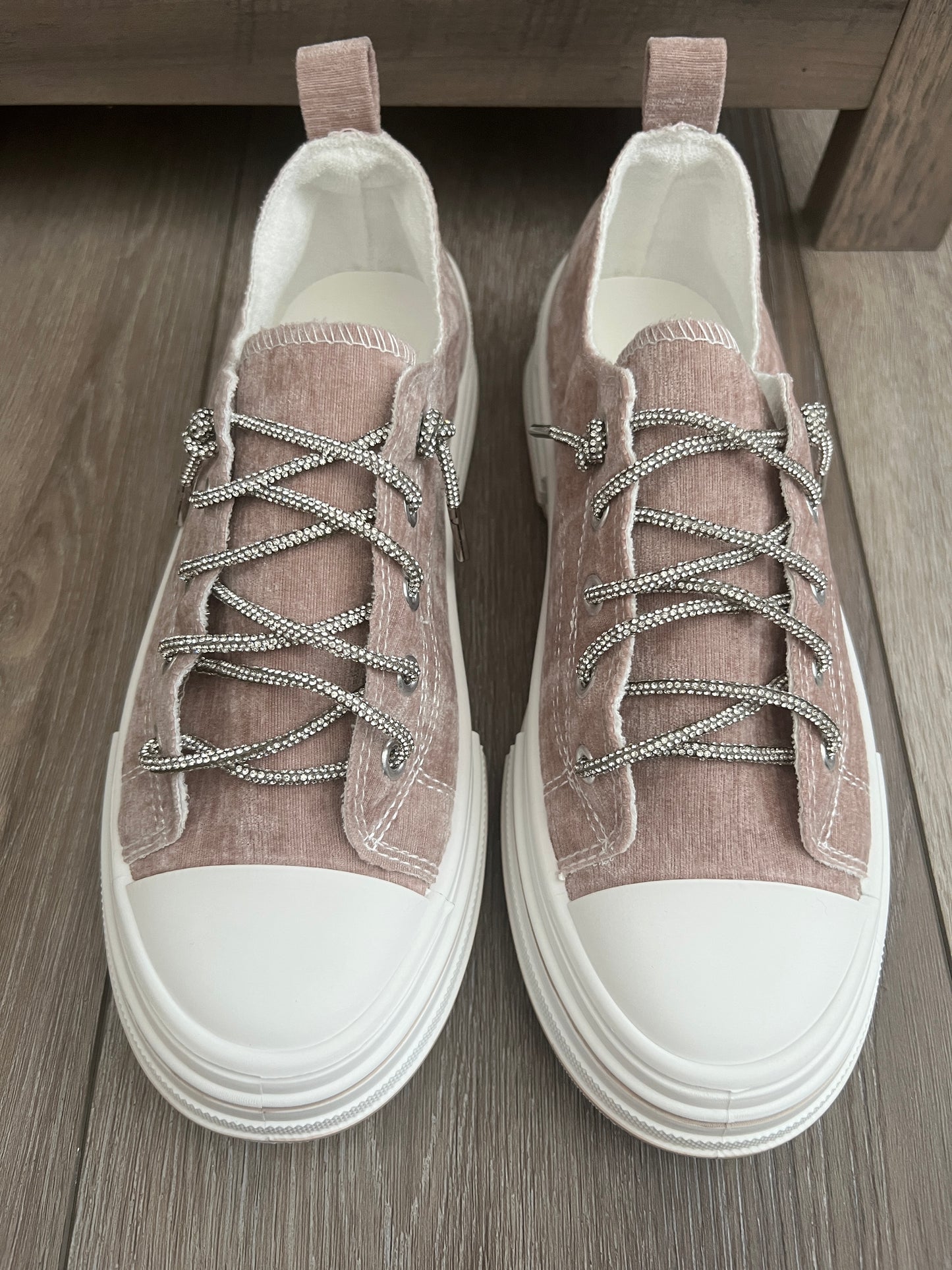 Slip-On Rhinestone Lace Sneakers