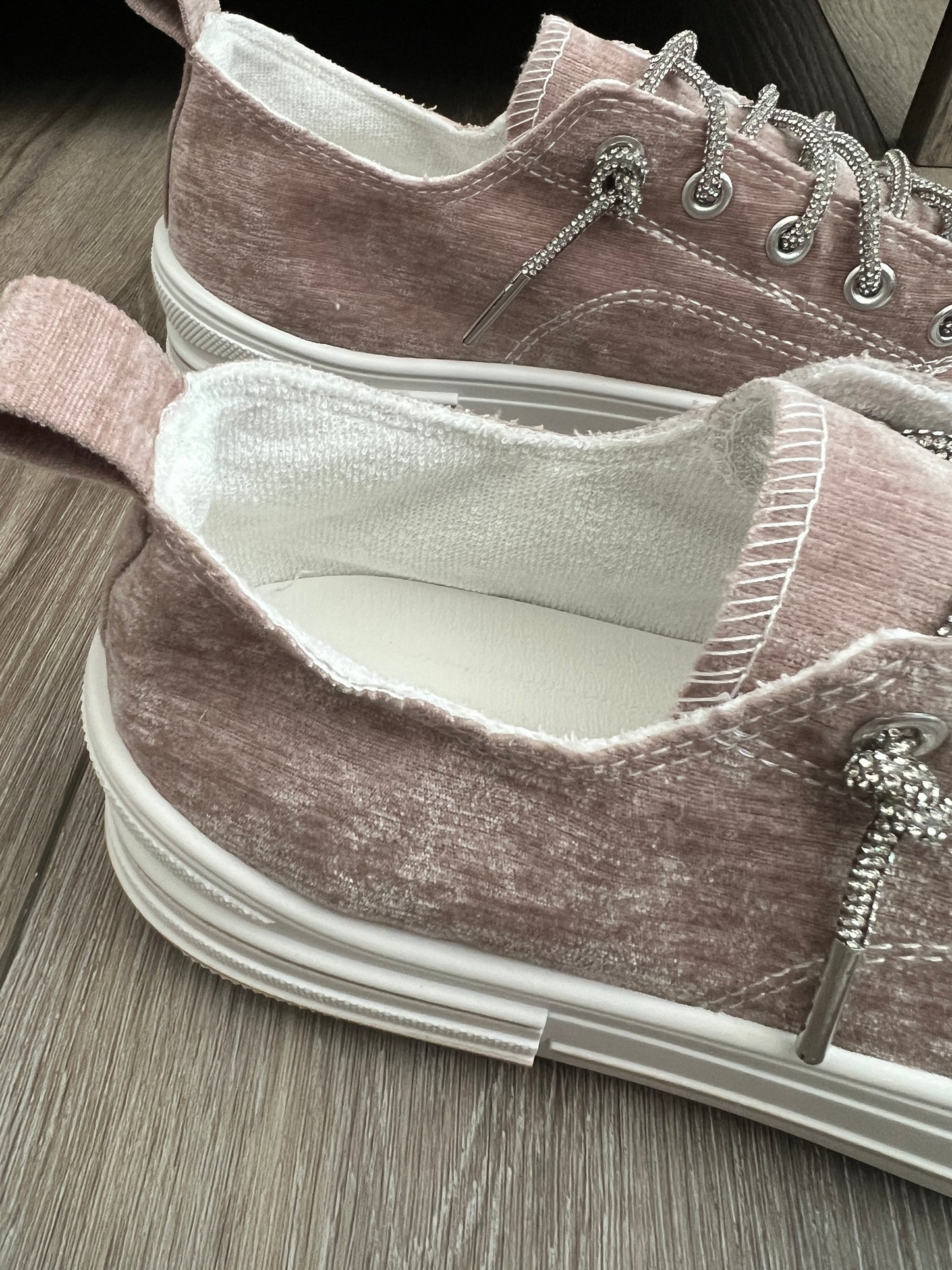 Slip-On Rhinestone Lace Sneakers