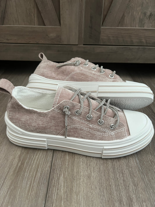 Slip-On Rhinestone Lace Sneakers