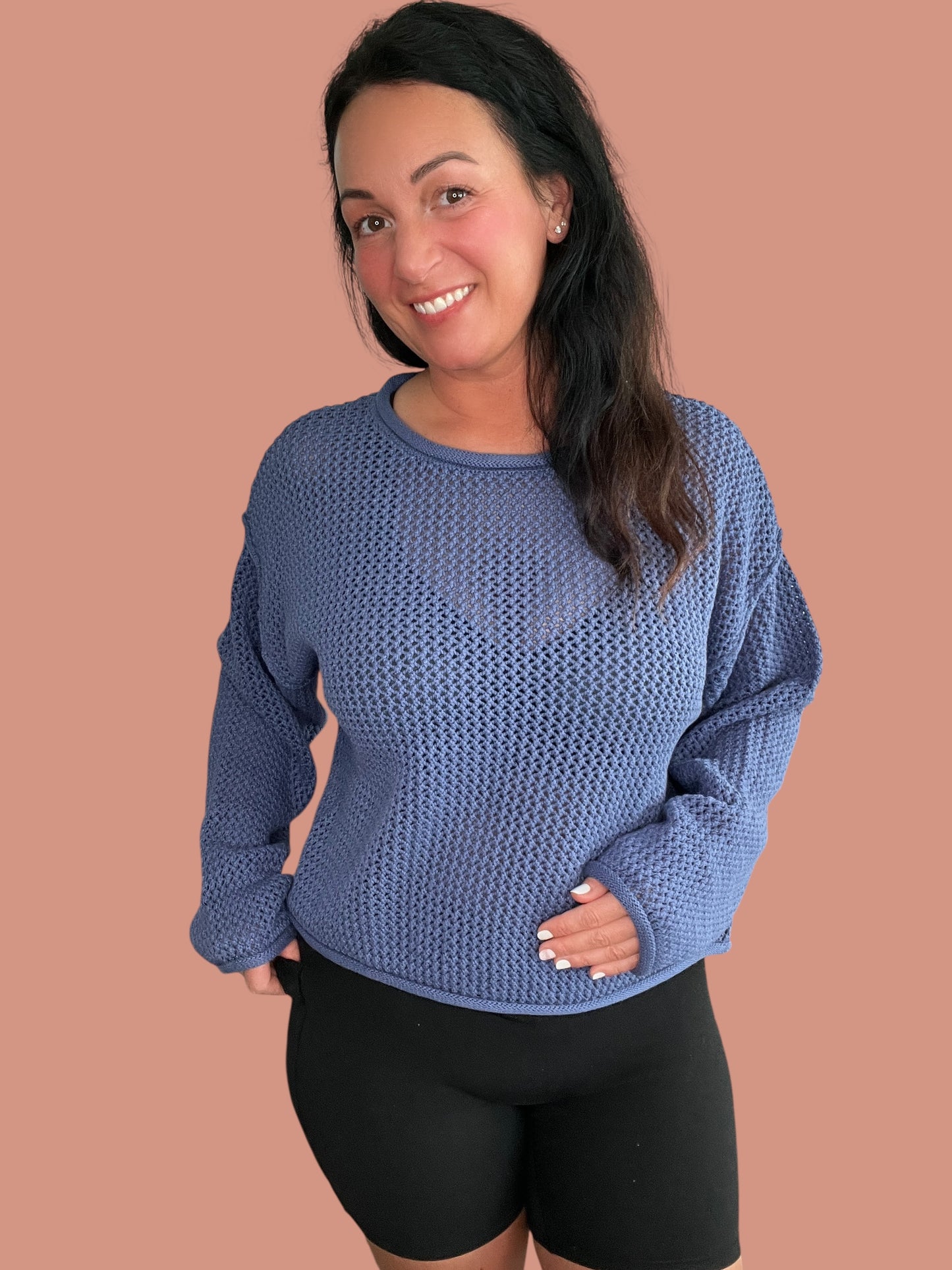 Textured Knit Drop-Shoulder Sweater