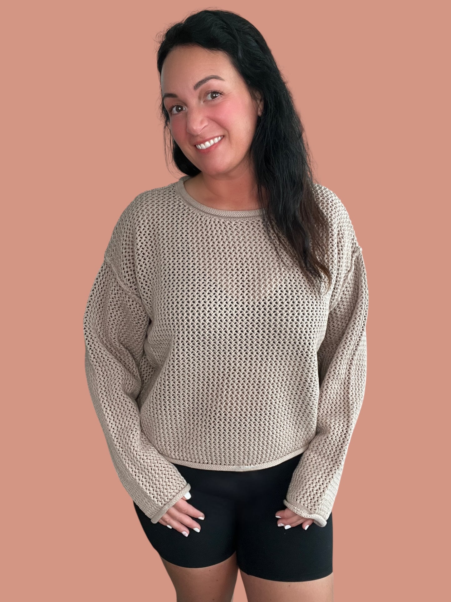 Textured Knit Drop-Shoulder Sweater