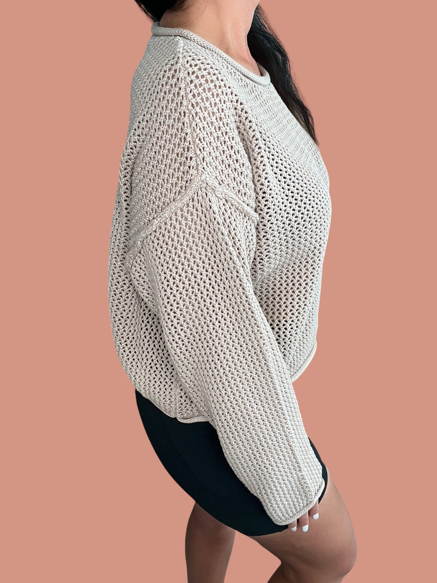 Textured Knit Drop-Shoulder Sweater