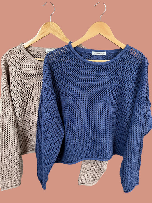 Textured Knit Drop-Shoulder Sweater