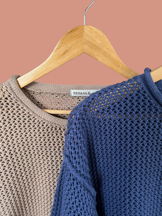 Textured Knit Drop-Shoulder Sweater