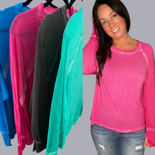 Mineral Wash Long Sleeve Top