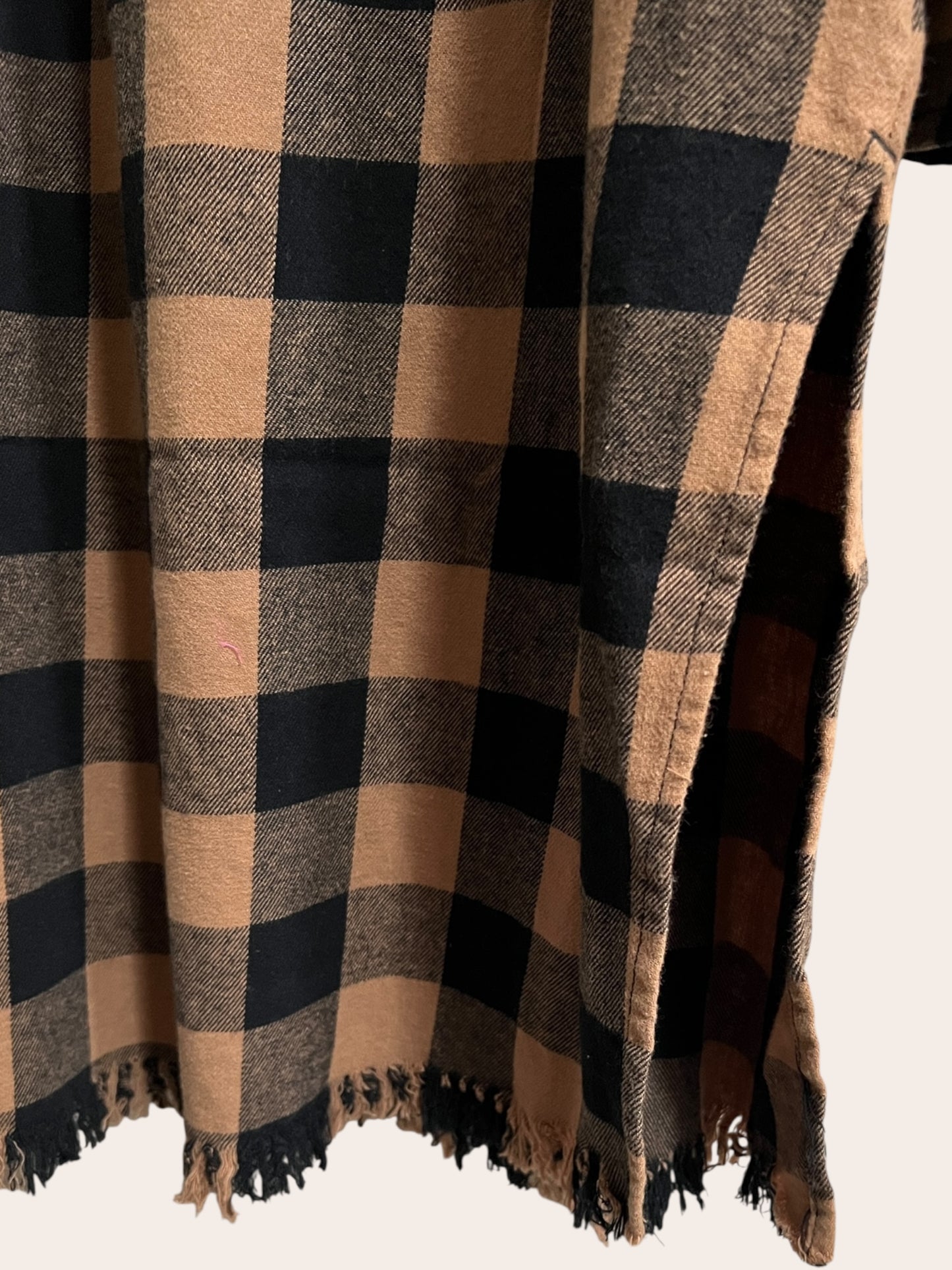 Longline Button-Up Plaid Flannel Hoodie