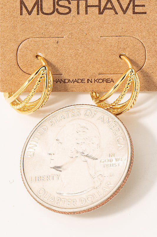 Four Link Huggie Hoop Earrings