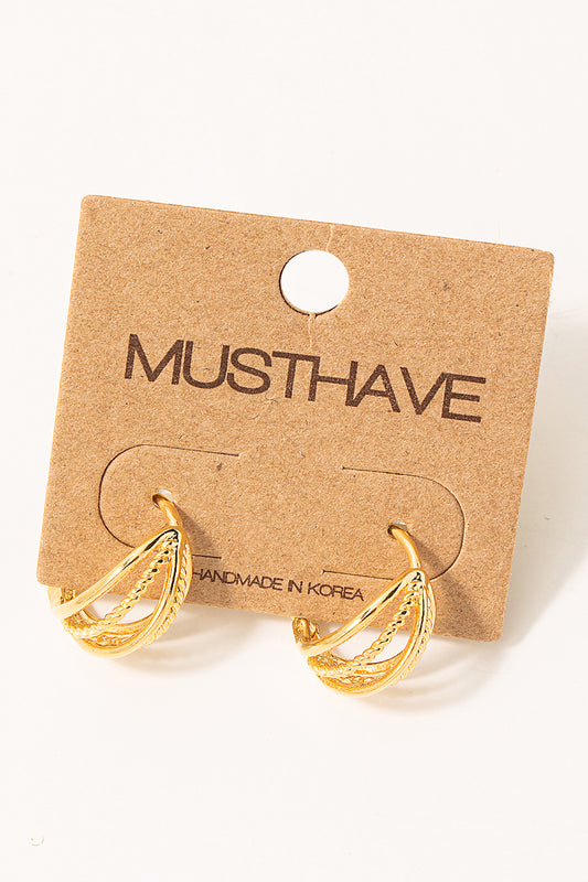 Four Link Huggie Hoop Earrings