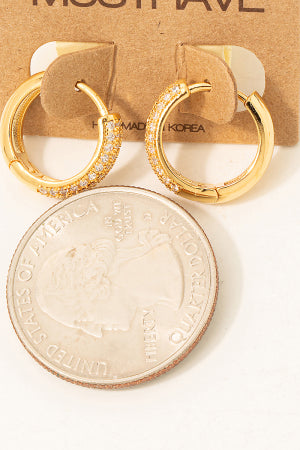 Pave Studded Huggie Hoop Earrings