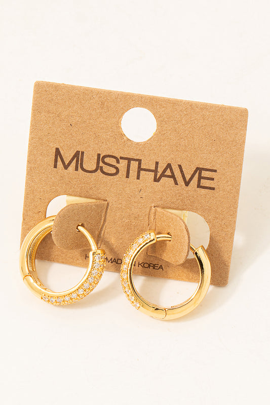 Pave Studded Huggie Hoop Earrings