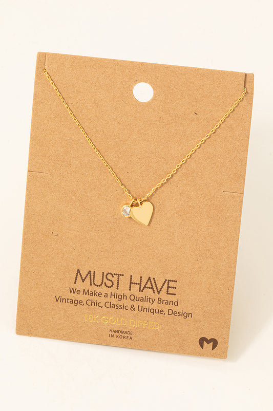 Heart & Stud Charm Necklace