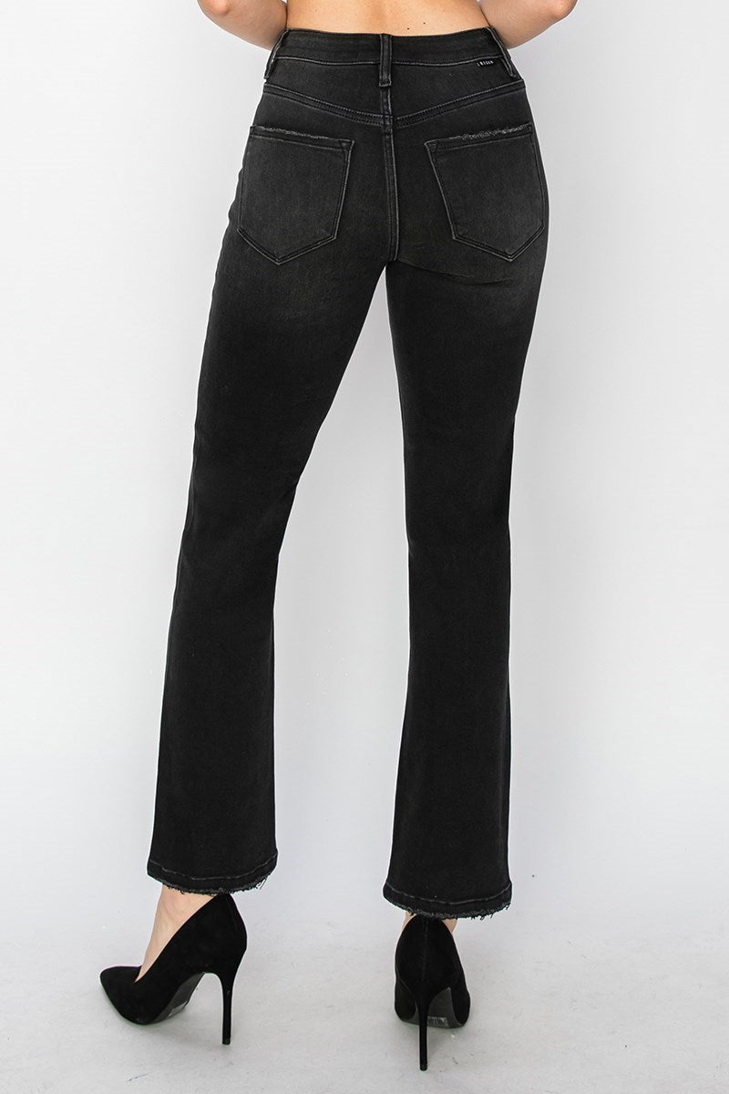 Risen High-Rise Cropped Straight Leg Jeans